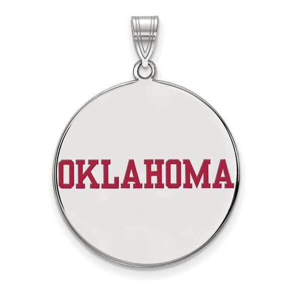 Sterling Silver U. of Oklahoma XL Enamel Disc Pendant